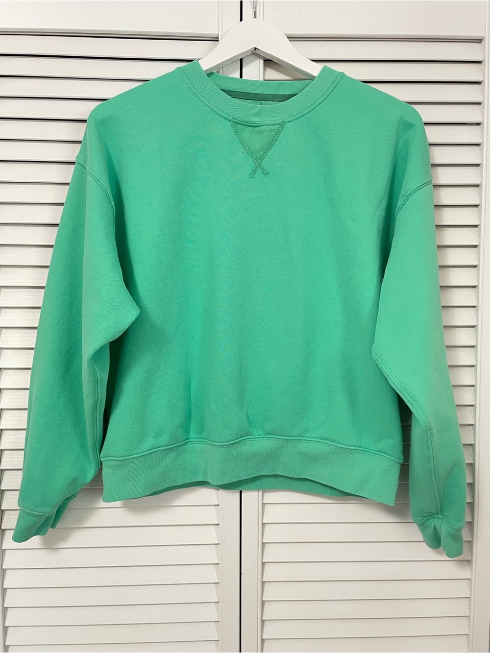 American Eagle Women’s Small Solid Green Sweatshirt Pullover Cotton Blend Fall